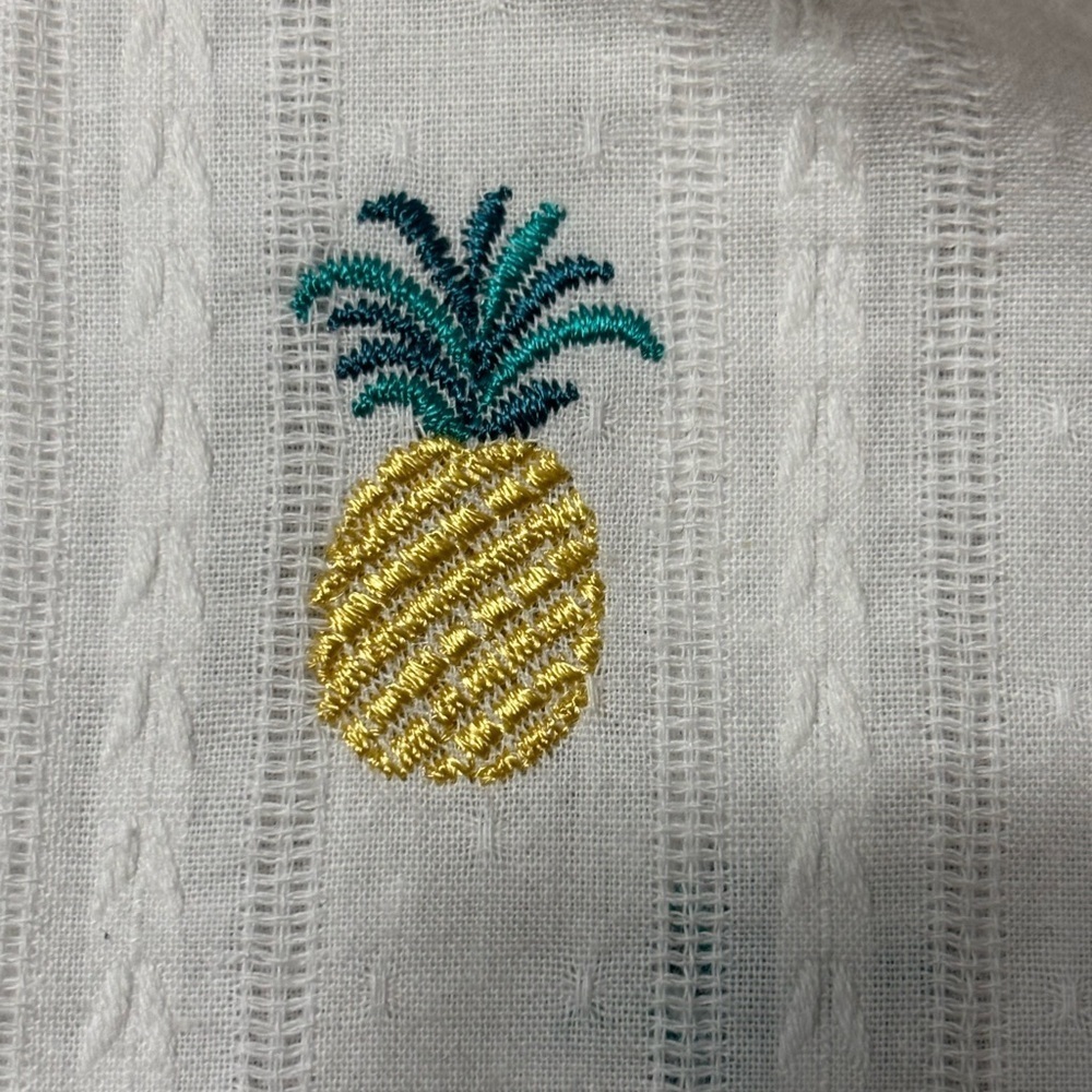 Buffalo David Bitton Pineapple Embroidered Ruffle One Shoulder Top Size L - Picture 4 of 7
